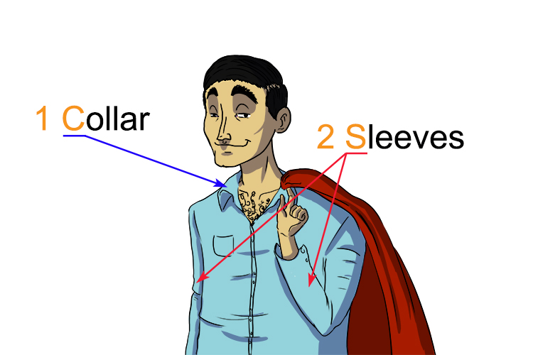 How to remember to spell necessary. It's necessary to button up one collar and two sleeves.
